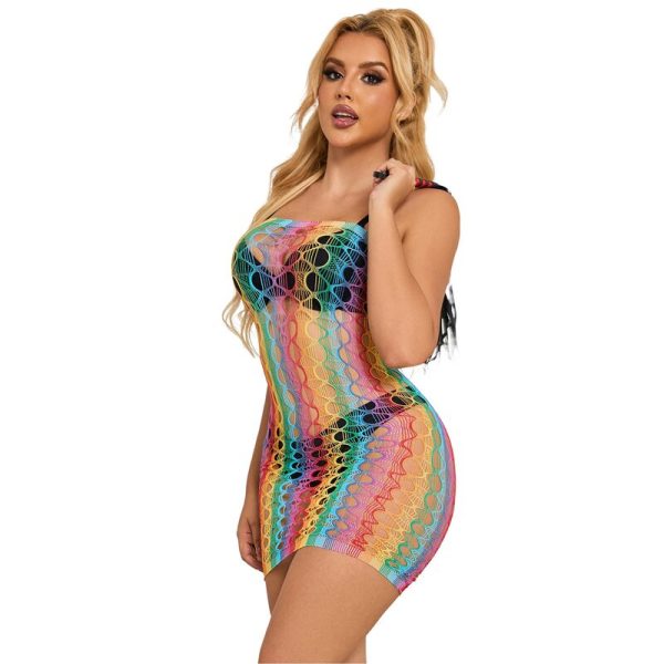 SUBBLIME - 952365 RAINBOW BARE SHOULDER FISHNET BODYSTOCKING TAMANHO ÃNICO - Imagen 4