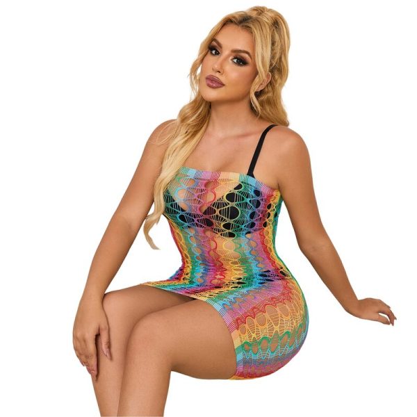 SUBBLIME - 952365 RAINBOW BARE SHOULDER FISHNET BODYSTOCKING TAMANHO ÃNICO - Imagen 6