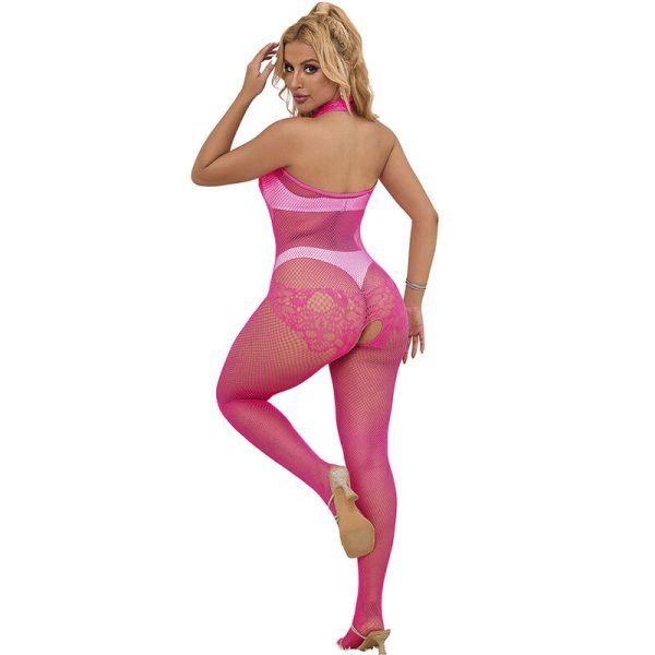 SUBBLIME - 952389 BODYSTOCKING SEM FUNDO DE REDE E RENDA COM GOLA ALTA ROSA TAMANHO ÃNICO - Imagen 2