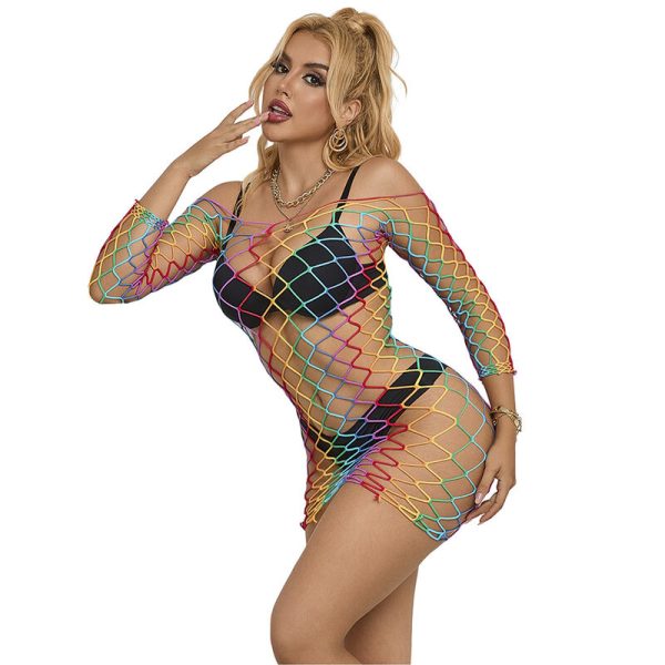 SUBBLIME - 952426 RAINBOW MANGA LONGA FISHNET BODYSTOCKING TAMANHO ÃNICO