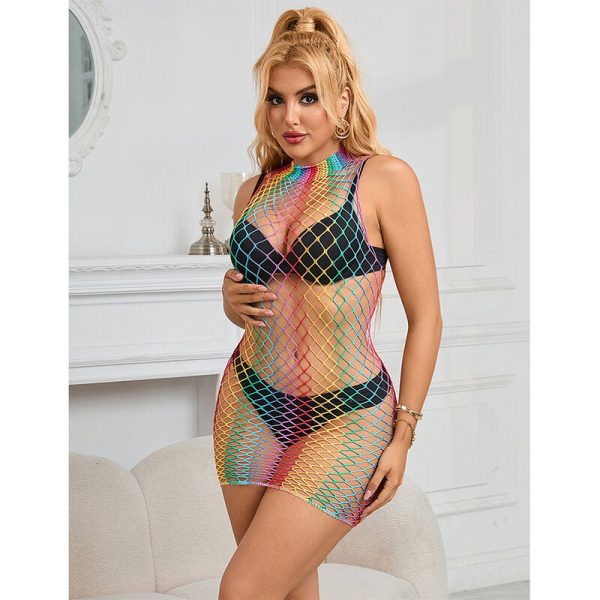 SUBBLIME - 952433 RAINBOW GOLA ALTA SEM MANGAS FISHNET BODYSTOCKING TAMANHO ÃNICO - Imagen 7