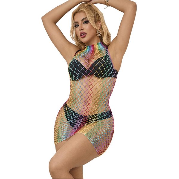 SUBBLIME - 952433 RAINBOW GOLA ALTA SEM MANGAS FISHNET BODYSTOCKING TAMANHO ÃNICO - Imagen 6