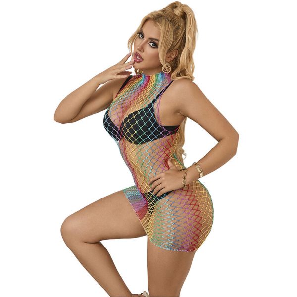 SUBBLIME - 952433 RAINBOW GOLA ALTA SEM MANGAS FISHNET BODYSTOCKING TAMANHO ÃNICO - Imagen 5