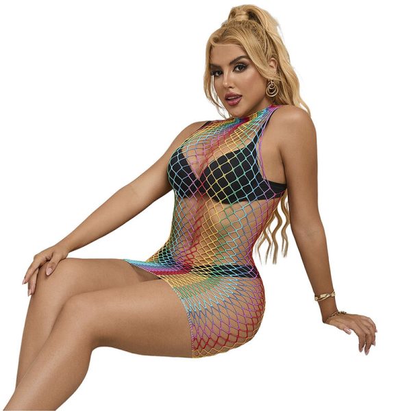 SUBBLIME - 952433 RAINBOW GOLA ALTA SEM MANGAS FISHNET BODYSTOCKING TAMANHO ÃNICO - Imagen 3