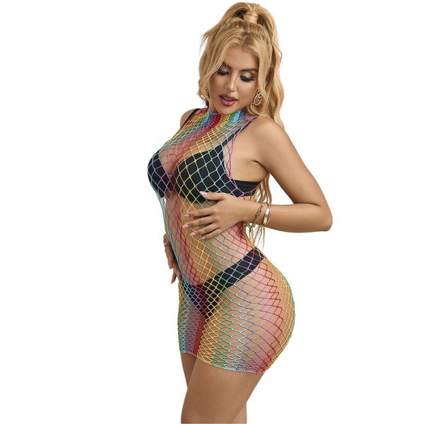 SUBBLIME - 952433 RAINBOW GOLA ALTA SEM MANGAS FISHNET BODYSTOCKING TAMANHO ÃNICO - Imagen 4