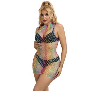 SUBBLIME - 952433 RAINBOW GOLA ALTA SEM MANGAS FISHNET BODYSTOCKING TAMANHO ÃNICO