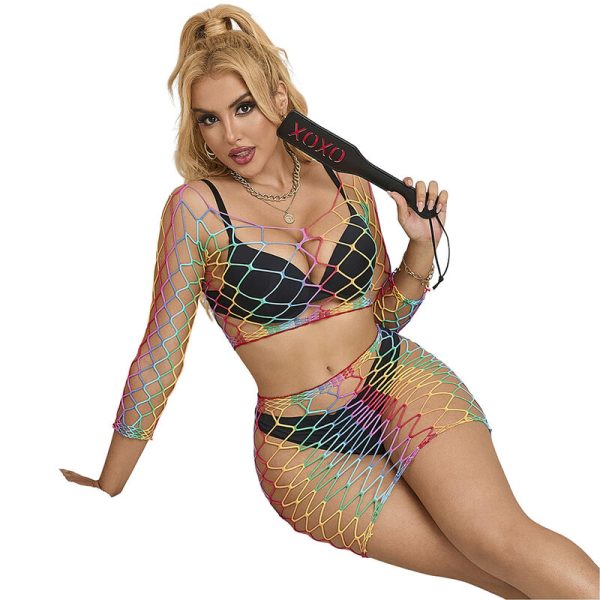 SUBBLIME - 952440 2 PEAS FISHNET BODYSTOCKING MANGA COMPRIDA ARCO-ÃRIS TAMANHO ÃNICO - Imagen 4