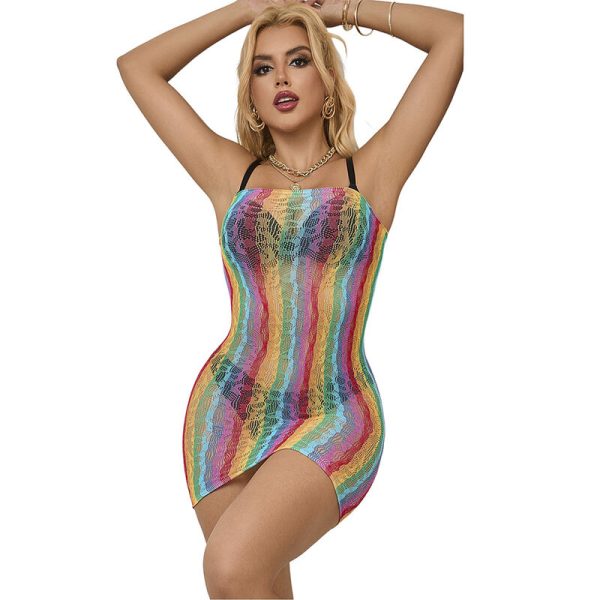 SUBBLIME - 952457 RAINBOW OMBRO A OMBRO SEM MANGAS FISHNET BODYSTOCKING TAMANHO ÃNICO - Imagen 3