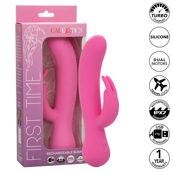 CALEXOTICS - FIRST TIME VIBRADOR COELHO RECARREGÃVEL ROSA