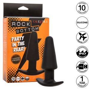 CALEXOTICS - ROCK BOTTOM PLUG ANAL CÃNICO 10 VIBRAÃÃES SILICONE PRETO