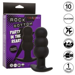 CALEXOTICS - ROCK BOTTOM PLUG ANAL COM ESFERAS 10 VIBRAÃÃES SILICONE PRETO