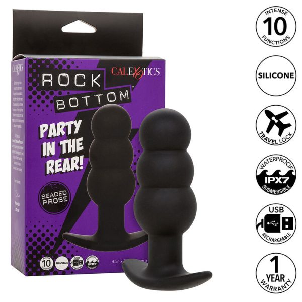 CALEXOTICS - ROCK BOTTOM PLUG ANAL COM ESFERAS 10 VIBRAÃÃES SILICONE PRETO
