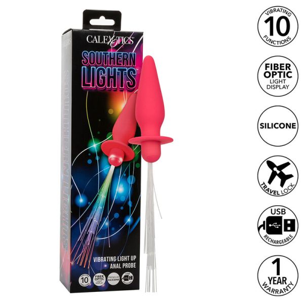 CALEXOTICS - SOUTHERN LIGHTS LIGHT UP ANAL PLUG 10 VIBRAÃÃES SILICONE ROSA