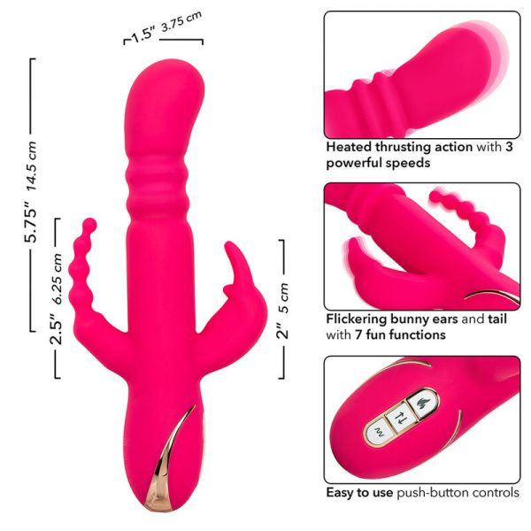 CALEXOTICS - JACK FANTASY VIBRADOR TRIPLO AQUECIDO COELHO ROSA - Imagen 7