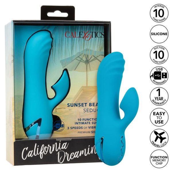 CALEXOTICS - SUNSET BEACH SEDUCER VIBRADOR E ESTIMULADOR 10 FUNÃÃES AZUL