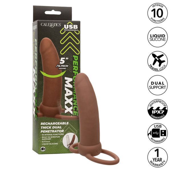 CALEXOTICS - MAXX THICK DUAL PENETRATOR 10 VIBRAÃÃES MARROM