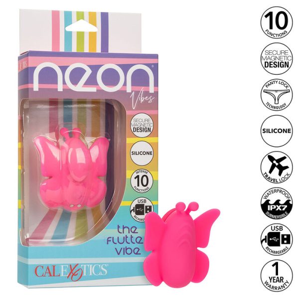 CALEXOTICS - NEON VIBES FLUTTER VIBE  ESTIMULADOR DE VIBRAÃÃO 10 VIBRAÃÃES ROSA - Imagen 2