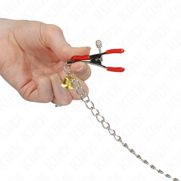 KINK - BELL TRIPLE NIPPLE AND CLIT CAMPS VERMELHO COM CORRENTE 30 CM - Imagen 3
