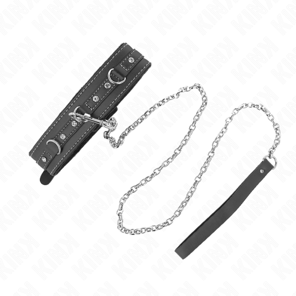 KINK - COLAR DE COURO PVC COM CINTO 105 CM REBITE DE strass 41,5 X 4 CM - Imagen 2