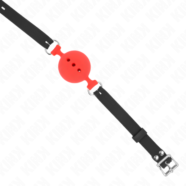 KINK - MORDAÃA COMPLETA DE SILICONE 55 x 2 CM COM BOLA DE 5 CM TAMANHO L VERMELHO AJUSTÃVEL 35-51 CM - Imagen 4