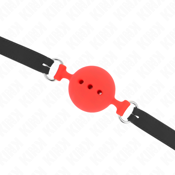KINK - MORDAÃA COMPLETA DE SILICONE 55 x 2 CM COM BOLA DE 5 CM TAMANHO L VERMELHO AJUSTÃVEL 35-51 CM - Imagen 5