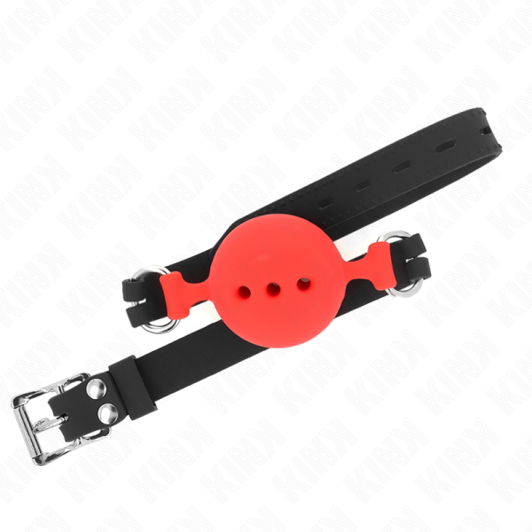 KINK - MORDAÃA COMPLETA DE SILICONE 55 x 2 CM COM BOLA DE 5 CM TAMANHO L VERMELHO AJUSTÃVEL 35-51 CM - Imagen 3