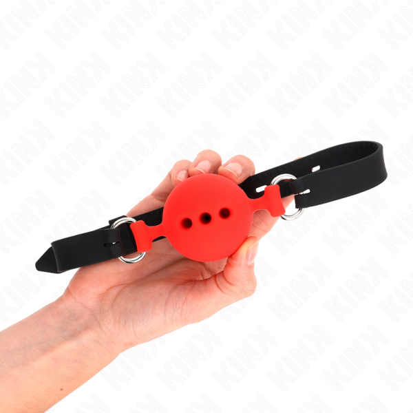 KINK - MORDAÃA COMPLETA DE SILICONE 55 x 2 CM COM BOLA DE 5 CM TAMANHO L VERMELHO AJUSTÃVEL 35-51 CM - Imagen 2