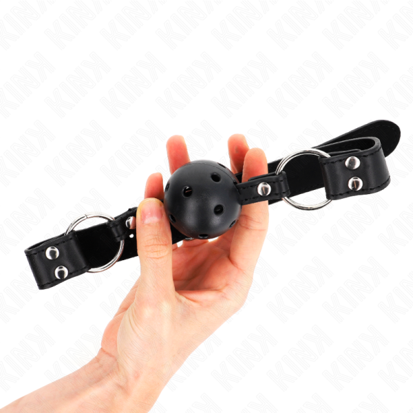 KINK - BOLA RESPIRÃVEL 4 CM MORDAÃA COM REBITE DUPLO MODELO 1 PRETO 62,5 x 2,5 CM AJUSTÃVEL 42-58 CM - Imagen 2