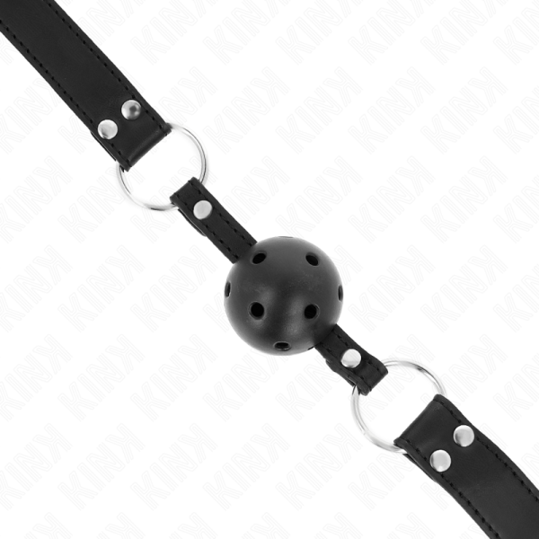 KINK - BOLA RESPIRÃVEL 4 CM MORDAÃA COM REBITE DUPLO MODELO 1 PRETO 62,5 x 2,5 CM AJUSTÃVEL 42-58 CM - Imagen 4