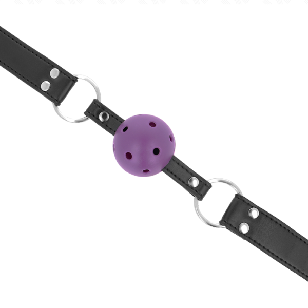 KINK - BOLA RESPIRÃVEL 4 CM MORDAÃA COM REBITE DUPLO ROXO 62,5 x 2,5 CM AJUSTÃVEL 42-58 CM - Imagen 4
