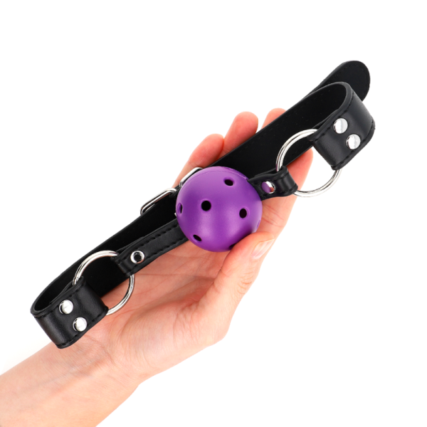 KINK - BOLA RESPIRÃVEL 4 CM MORDAÃA COM REBITE DUPLO ROXO 62,5 x 2,5 CM AJUSTÃVEL 42-58 CM - Imagen 3