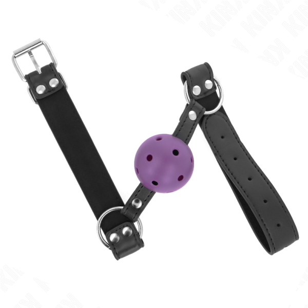 KINK - BOLA RESPIRÃVEL 4 CM MORDAÃA COM REBITE DUPLO ROXO 62,5 x 2,5 CM AJUSTÃVEL 42-58 CM - Imagen 2