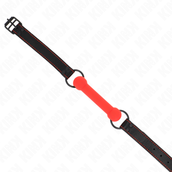 KINK - MORDAÃA DE OSSO COM ALÃA DE COURO VERMELHA AJUSTÃVEL 41-57 CM - Imagen 3