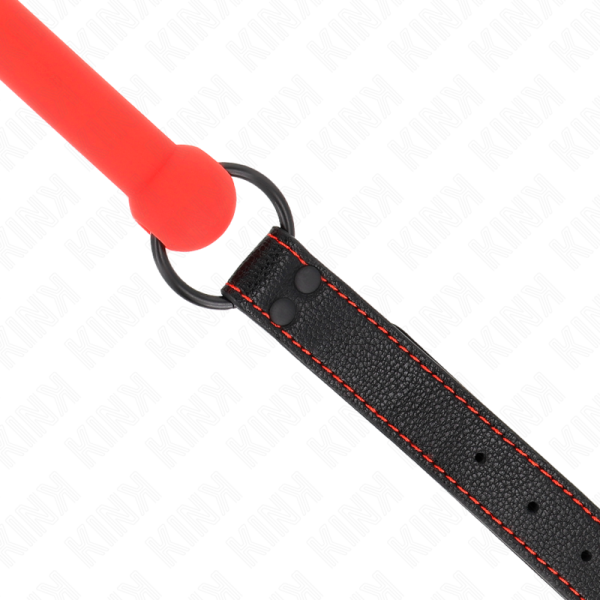 KINK - MORDAÃA DE OSSO COM ALÃA DE COURO VERMELHA AJUSTÃVEL 41-57 CM - Imagen 4