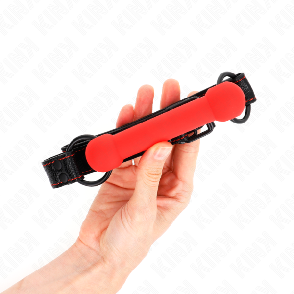 KINK - MORDAÃA DE OSSO COM ALÃA DE COURO VERMELHA AJUSTÃVEL 41-57 CM - Imagen 2