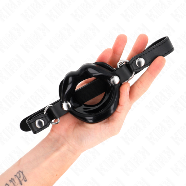 KINK - MORDAÃA LIP 8 CM COM ALÃA DE COURO PRETA 63 x 2 CM AJUSTÃVEL 39-58 CM - Imagen 2