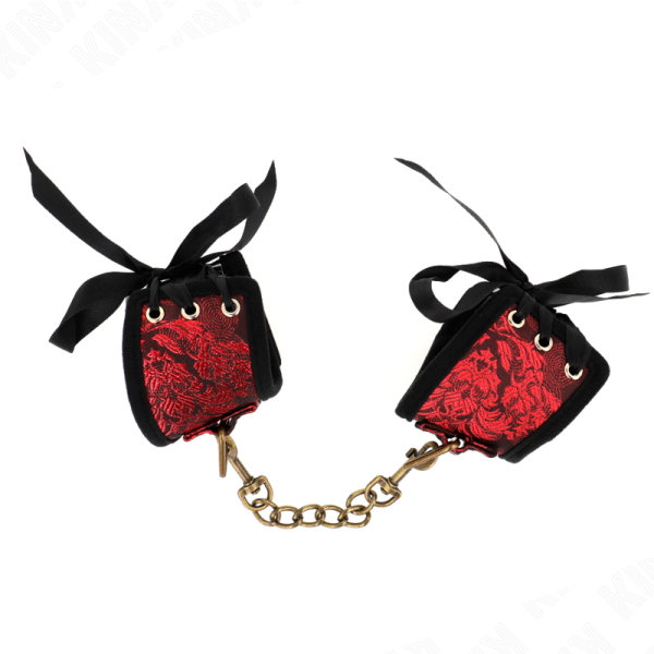 KINK - ALMOFADAS DE PULSO SCANDAL VERMELHO-PRETO DETALHES DE RENDA 24,5 CM X 6,5 CM - Imagen 2