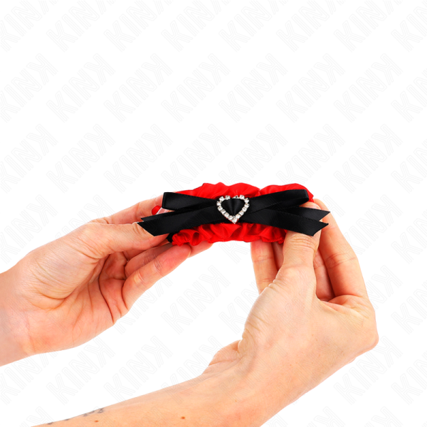 KINK - RETENÃÃES DE PUNHO ELÃSTICAS DE RENDA DETALHES DE CORAÃÃO VERMELHO AJUSTÃVEIS 22-35 CM - Imagen 4