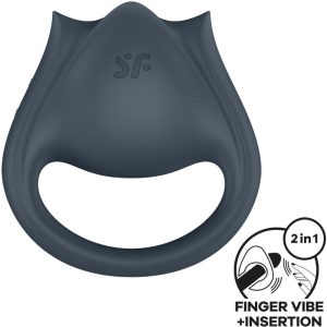SATISFYER - PERFECT PAIR 2 MULTIVIBRANTES 2 EM 1 ANEL PARA PÃNIS E ESTIMULADOR DE DEDO CINZA