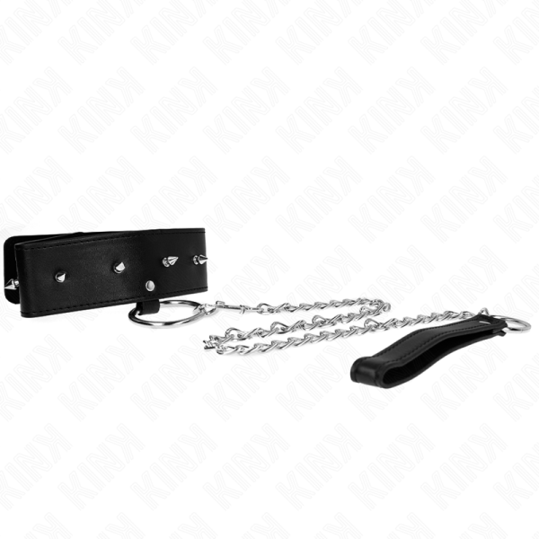 KINK - COLAR 65 CM COM TRELA COM PREGOS PRATA MODELO 2 AJUSTÃVEL 36-43 CM X 5 CM - Imagen 2
