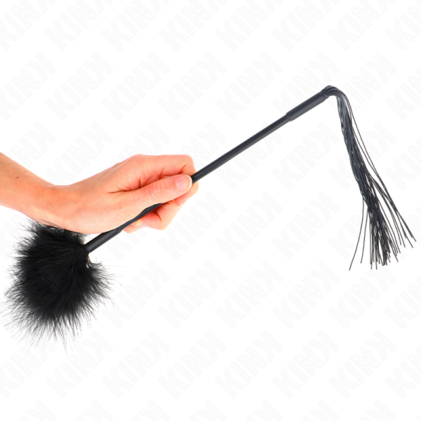 KINK - CHICOTE DE SILICONE COM PENAS PARA CÃCEGAS 47 CM - Imagen 5