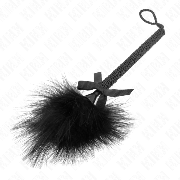 KINK - VARINHA DE CORDA DE NYLON COM PENAS DE CÃCEGAS E LAÃO PRETO 25 CM - Imagen 4