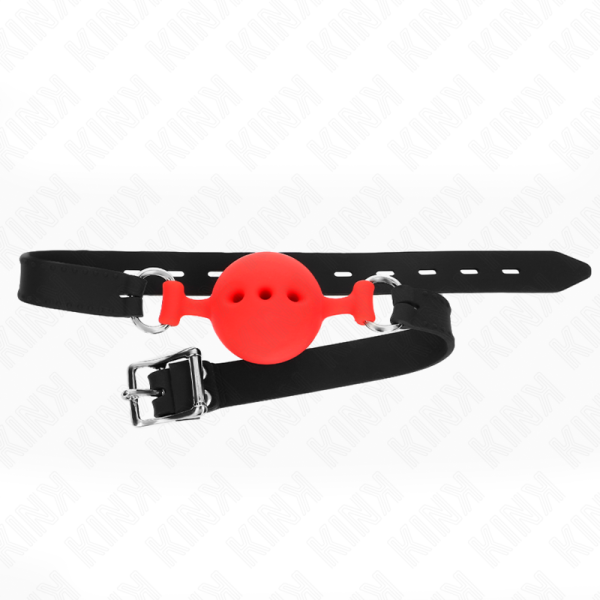 KINK - MORDAÃA COMPLETA DE SILICONE 55 x 2 CM COM BOLA DE 4,5 CM TAMANHO M VERMELHO AJUSTÃVEL 35-51 CM - Imagen 3