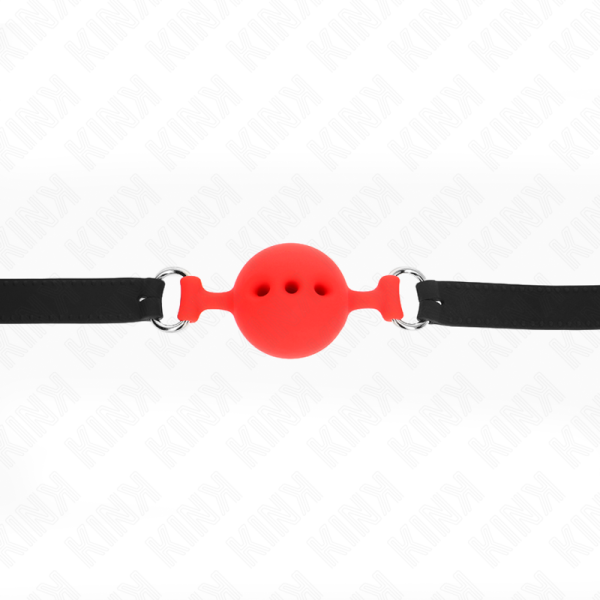 KINK - MORDAÃA COMPLETA DE SILICONE 55 x 2 CM COM BOLA DE 4,5 CM TAMANHO M VERMELHO AJUSTÃVEL 35-51 CM - Imagen 4