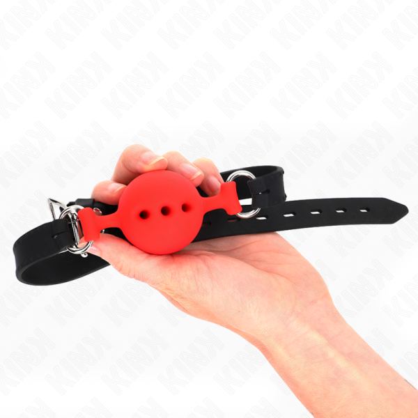 KINK - MORDAÃA COMPLETA DE SILICONE 55 x 2 CM COM BOLA DE 4,5 CM TAMANHO M VERMELHO AJUSTÃVEL 35-51 CM - Imagen 2