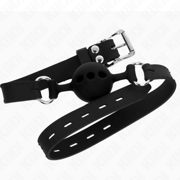 KINK - MORDAÃA COMPLETA DE SILICONE 55 x 2 CM COM BOLA DE 4 CM TAMANHO S PRETO AJUSTÃVEL 35-51 CM - Imagen 2