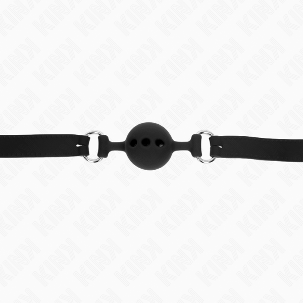 KINK - MORDAÃA COMPLETA DE SILICONE 55 x 2 CM COM BOLA DE 4 CM TAMANHO S PRETO AJUSTÃVEL 35-51 CM - Imagen 5