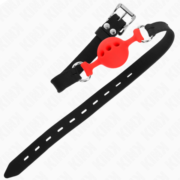 KINK - MORDAÃA COMPLETA DE SILICONE 55 x 2 CM COM BOLA DE 4 CM TAMANHO S VERMELHO AJUSTÃVEL 35-51 CM - Imagen 4
