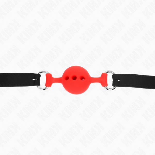KINK - MORDAÃA COMPLETA DE SILICONE 55 x 2 CM COM BOLA DE 4 CM TAMANHO S VERMELHO AJUSTÃVEL 35-51 CM - Imagen 5