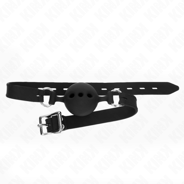 KINK - MORDAÃA COMPLETA DE SILICONE 55 x 2 CM COM BOLA DE 5 CM TAMANHO L PRETO AJUSTÃVEL 35-51 CM - Imagen 2